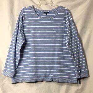 Talbots Women’s Blue and White Stripe Pull-Over Sweater Size 2X Like-NEW